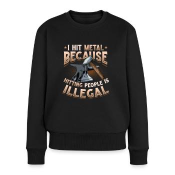 Hit Metal Blacksmith - Frauen Premium Bio Pullover - Schwarz - Vorne - Julia (174cm)