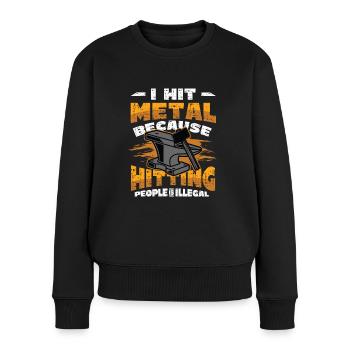 Hit Metal Blacksmith - Frauen Premium Bio Pullover - Schwarz - Vorne - Julia (174cm)