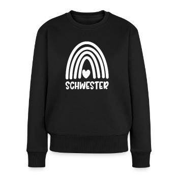 Schwester - Frauen Premium Bio Pullover - Schwarz - Vorne - Julia (174cm)
