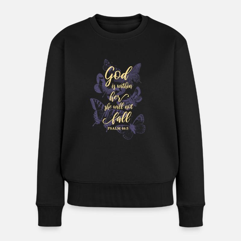 Schmetterlinge Bibelvers Christlich - Frauen Premium Bio Pullover - Schwarz