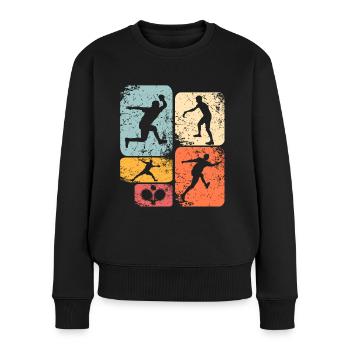Tischtennis - Frauen Premium Bio Pullover - Schwarz - Vorne - Julia (174cm)