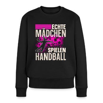 Handball Handballerin Frauen Handball - Frauen Premium Bio Pullover - Schwarz - Vorne - Julia (174cm)