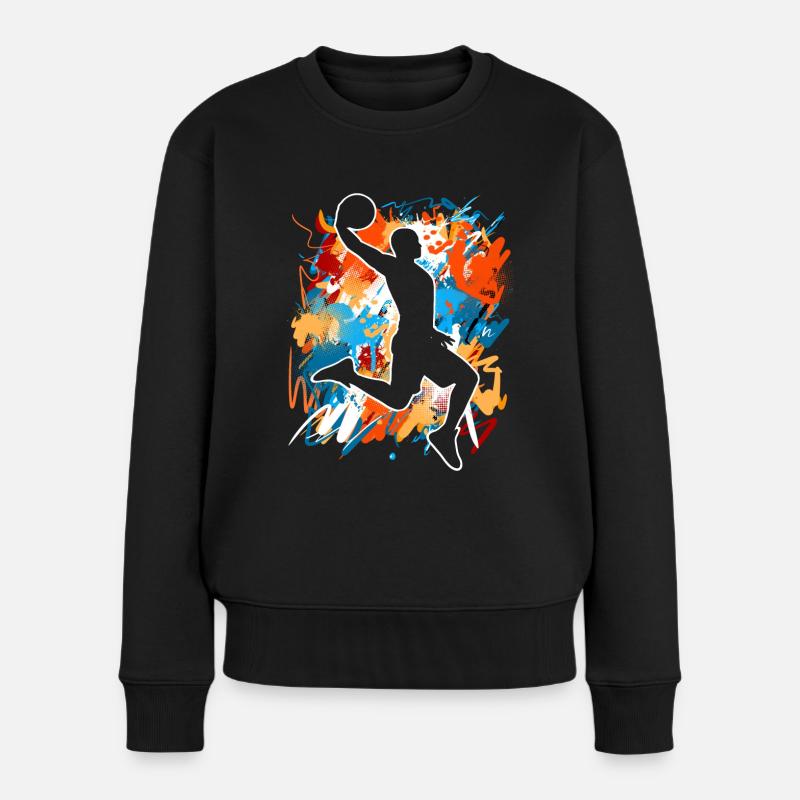 Basketball Basketballer - Frauen Premium Bio Pullover - Schwarz