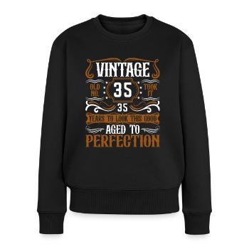 35. Geburtstag Vintage Retro - Frauen Premium Bio Pullover - Schwarz - Vorne - Julia (174cm)