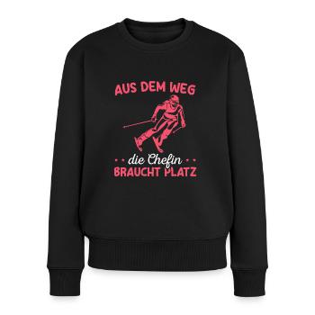 Skifahren Wintersport Wintersportlerin Skifahrerin - Frauen Premium Bio Pullover - Schwarz - Vorne - Julia (174cm)