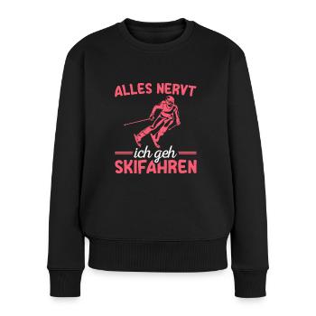 Wintersport Skifahren Wintersportlerin Skifahrerin - Frauen Premium Bio Pullover - Schwarz - Vorne - Julia (174cm)