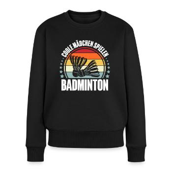 Badminton - Frauen Premium Bio Pullover - Schwarz - Vorne - Julia (174cm)