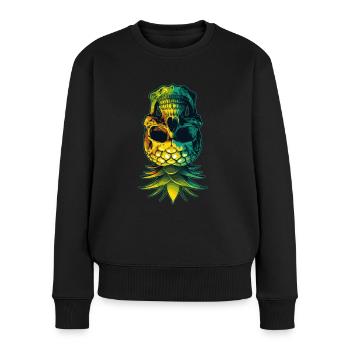 Upside Down Ananas Totenkopf Swinger Swinging Geschenk - Frauen Premium Bio Pullover - Schwarz - Vorne - Julia (174cm)