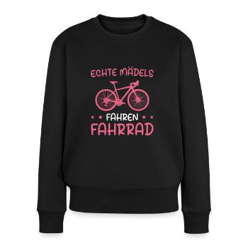 Radsport Fahrrad fahren Radfahrerin - Frauen Premium Bio Pullover - Schwarz - Vorne - Julia (174cm)