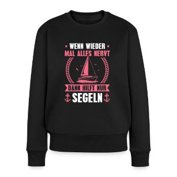 Segeln Segelboot Kapitänin Bootsfahrerin Seglerin - Frauen Premium Bio Pullover - Schwarz - Vorne - Julia (174cm)