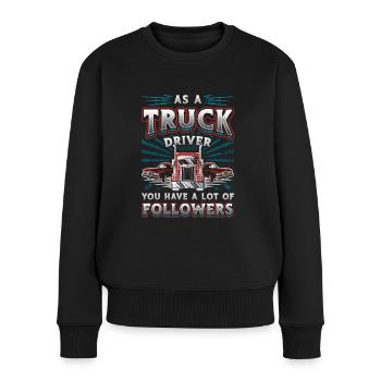 Lkw-Fahrer Haben Eine Menge Anhänger - Frauen Premium Bio Pullover - Schwarz - Vorne - Julia (174cm)