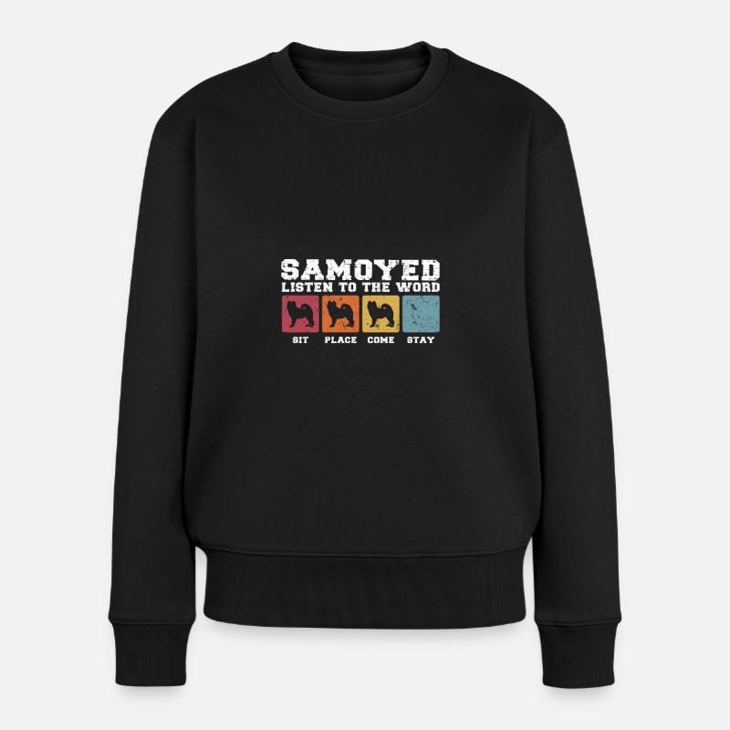 Samoyède écoute la parole - Pull Premium bio Femme - noir
