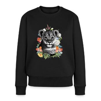 Fleurs de lion - Pull Premium bio Femme - noir - Devant - Julia (174cm)