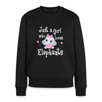Juste une fille qui aime les éléphants - Pull Premium bio Femme - noir - Devant - Julia (174cm)