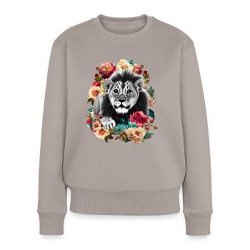 Fleurs de lion - Pull Premium bio Femme - taupe - Devant - Julia (174cm)