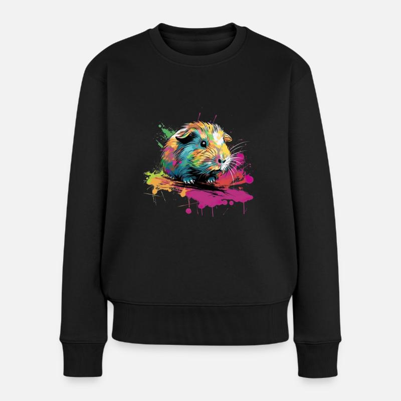 Meerschweinchen Steetart Color Splash - Frauen Premium Bio Pullover - Schwarz
