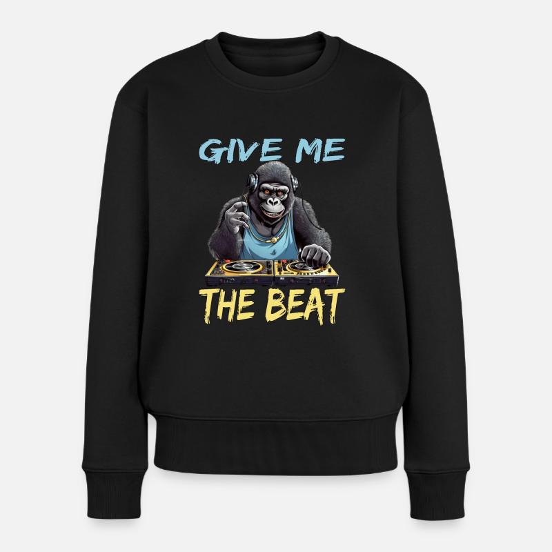 Give Me The Beat DJ Musik Techno Kopfhörer Pop - Frauen Premium Bio Pullover - Schwarz