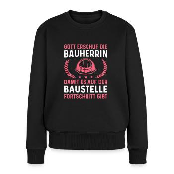 Hausbau Humor Baustelle Bauherrin - Frauen Premium Bio Pullover - Schwarz - Vorne - Julia (174cm)