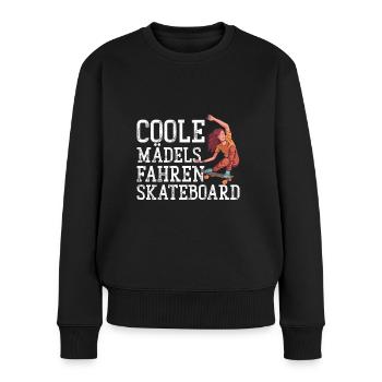 Coole Mädels fahren Skateboard - Frauen Premium Bio Pullover - Schwarz - Vorne - Julia (174cm)