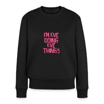 Je suis Eve en train de faire des choses Eve - Pull Premium bio Femme - noir - Devant - Julia (174cm)