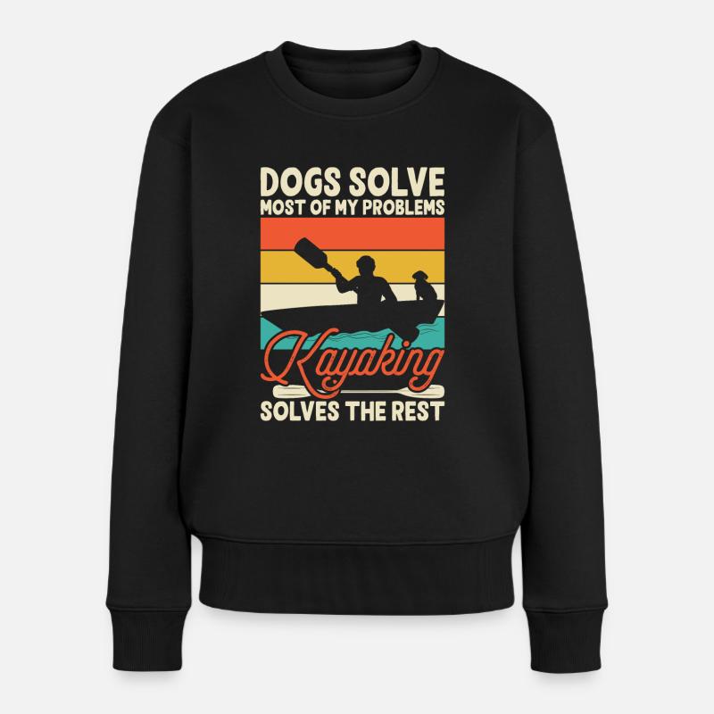Kajak Kajakfahrer Kajaker Hund - Frauen Premium Bio Pullover - Schwarz