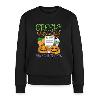Gruselige Berechnungen Finanzielle Ängste Hallowee - Frauen Premium Bio Pullover - Schwarz - Vorne - Julia (174cm)