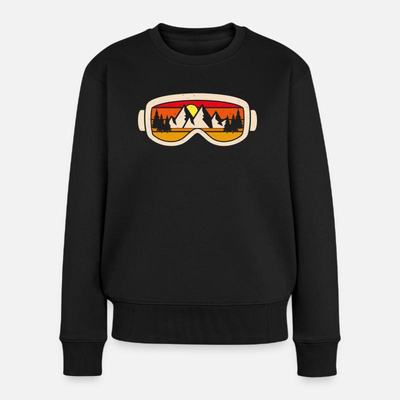 Skibrille Berge Natur - Frauen Premium Bio Pullover - Schwarz