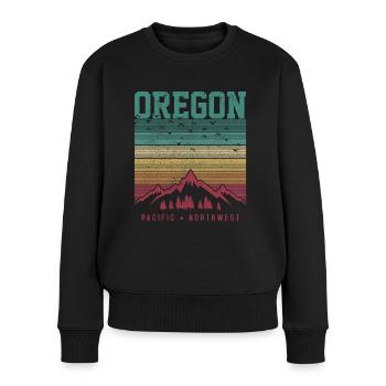 Oregon - Frauen Premium Bio Pullover - Schwarz - Vorne - Julia (174cm)