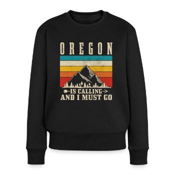 Oregon - Frauen Premium Bio Pullover - Schwarz - Vorne - Julia (174cm)