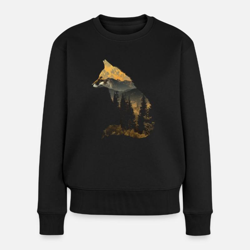 Fox Nature randonnée Camping cadeau - Pull Premium bio Femme - noir