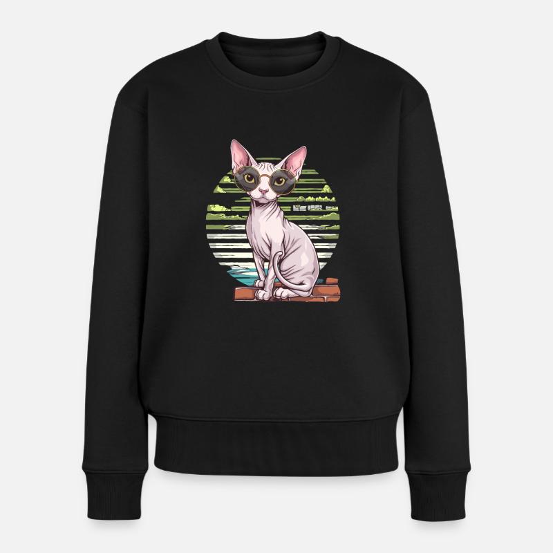 Lustige Verkleidete Nacktkatze Kostüm - Frauen Premium Bio Pullover - Schwarz