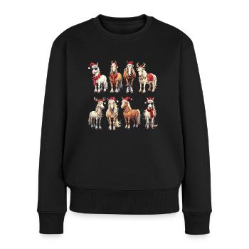 Horse Riding Equestrian Haflinger Owner Horses - Frauen Premium Bio Pullover - Schwarz - Vorne - Julia (174cm)