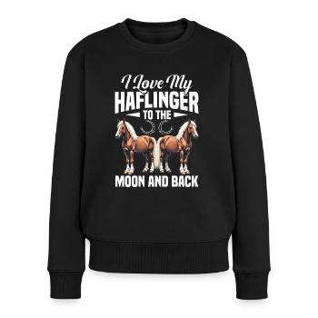 Haflinger lune et dos cheval propriétaire Riding Hafling - Pull Premium bio Femme - noir - Devant - Julia (174cm)