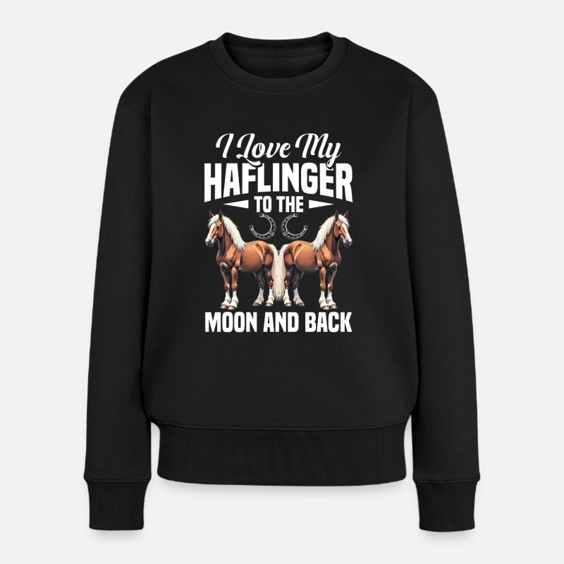 Haflinger Moon and Back Horse Owner Riding Hafling - Frauen Premium Bio Pullover - Schwarz