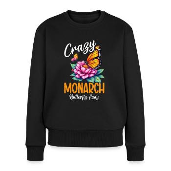 Crazy monarch papillon lady Plantes d’asclépiade - Pull Premium bio Femme - noir - Devant - Julia (174cm)