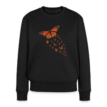 Monarque Maman Papillon Amoureux de l’asclépiade Monarque - Pull Premium bio Femme - noir - Devant - Julia (174cm)