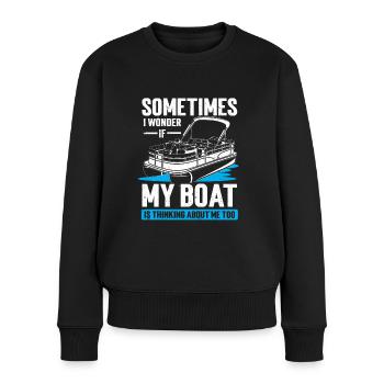 Boat Pontoon Boat Captain - Women's Premium Organic Jumper - black - Front - Julia (174cm)