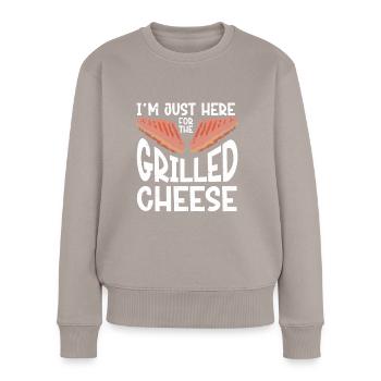 Amateur de fromage Cheese - Pull Premium bio Femme - taupe - Devant - Julia (174cm)