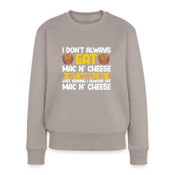 Mac And Cheese Makkaroni - Frauen Premium Bio Pullover - Taupe - Vorne - Julia (174cm)