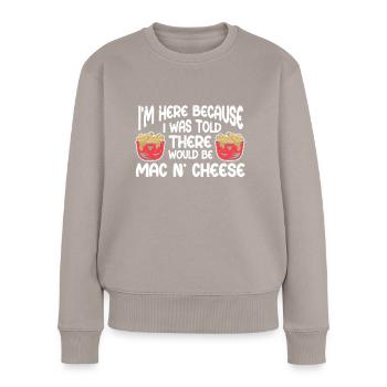 Mac And Cheese Makkaroni - Frauen Premium Bio Pullover - Taupe - Vorne - Julia (174cm)