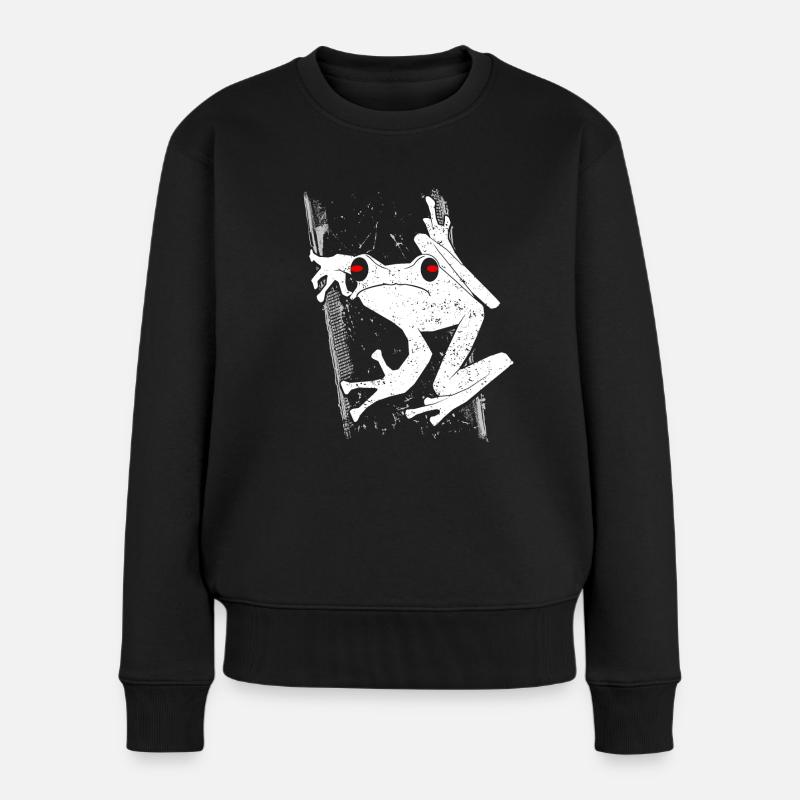 Frosch - Frauen Premium Bio Pullover - Schwarz