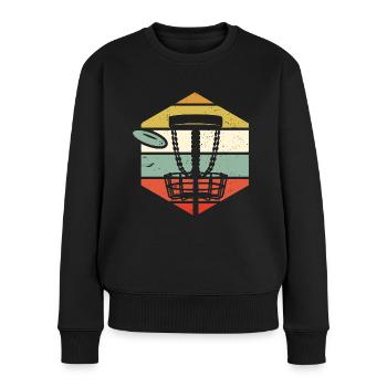 Disc Golf Sports Retro Disc Golf - Frauen Premium Bio Pullover - Schwarz - Vorne - Julia (174cm)