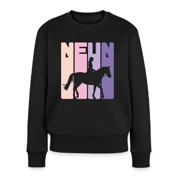 Kinder 9. Geburtstag Reiterin Pferde Fan 9 Jahre - Frauen Premium Bio Pullover - Schwarz - Vorne - Julia (174cm)