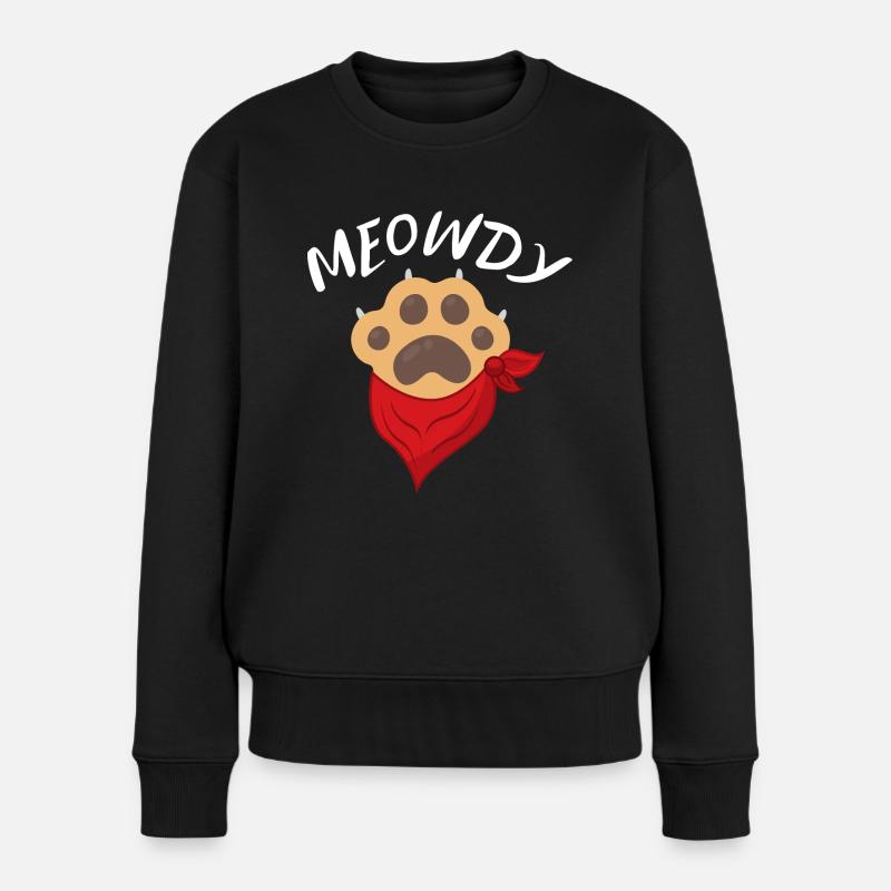 Meowdy Funny Cowboy Katzenpfote - Frauen Premium Bio Pullover - Schwarz