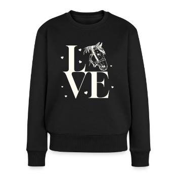Pferde Liebe Pony Reitsport Pferdemädchen - Frauen Premium Bio Pullover - Schwarz - Vorne - Julia (174cm)