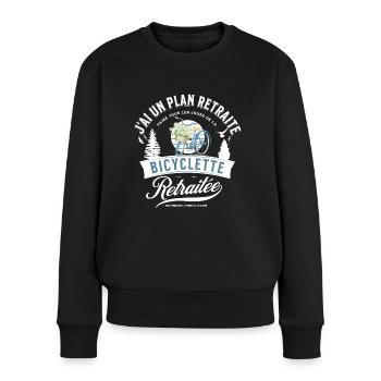 J'ai un plan retraite, faire tous les jours de la - Pull Premium bio Femme - noir - Devant - Julia (174cm)