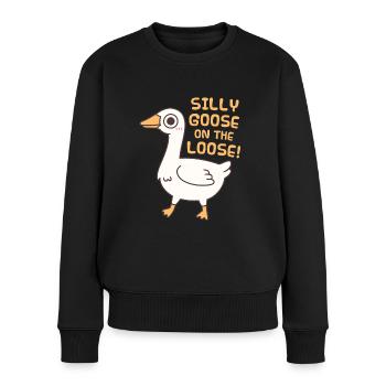 Oie mignonne et idiote en liberté - Pull Premium bio Femme - noir - Devant - Julia (174cm)