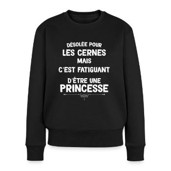Princesse Humour Cernes Femme Fatigué - Pull Premium bio Femme - noir - Devant - Julia (174cm)