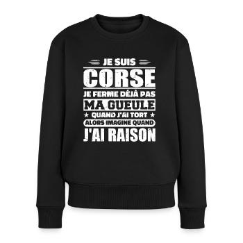 Corse Je Ne Ferme Pas Ma Gueule Cadeau Humour - Pull Premium bio Femme - noir - Devant - Julia (174cm)