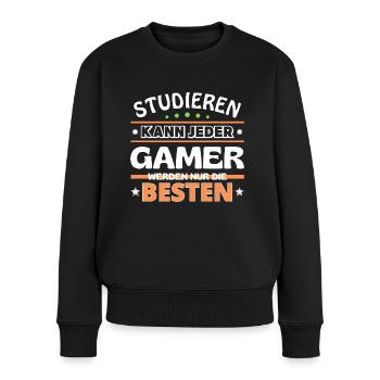Studieren kann jeder Gamer sind die Besten - Frauen Premium Bio Pullover - Schwarz - Vorne - Julia (174cm)